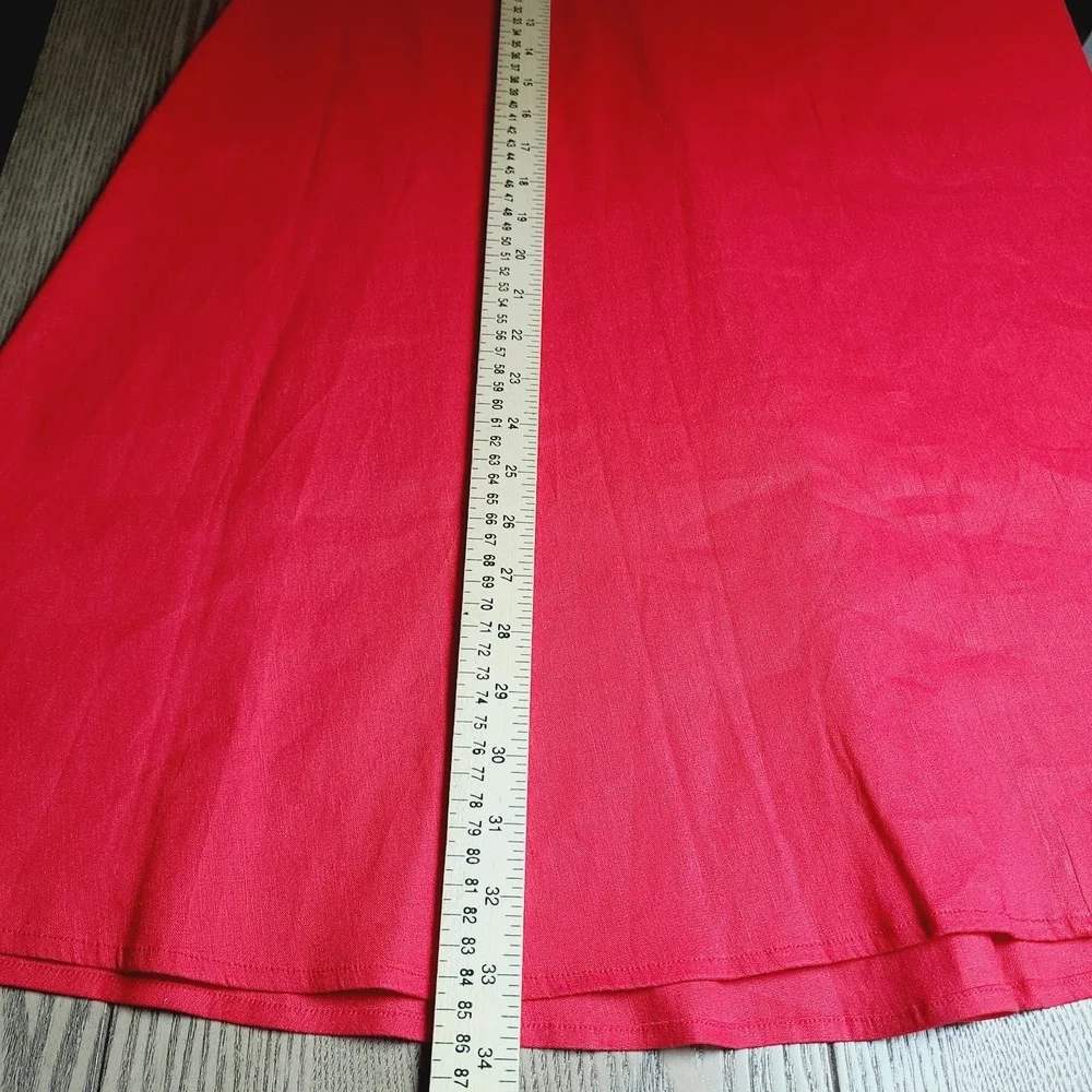 NEW Antonio Melani Red Linen Blend Midi Skirt Button‎ Front A-Line 2 Work Y2K